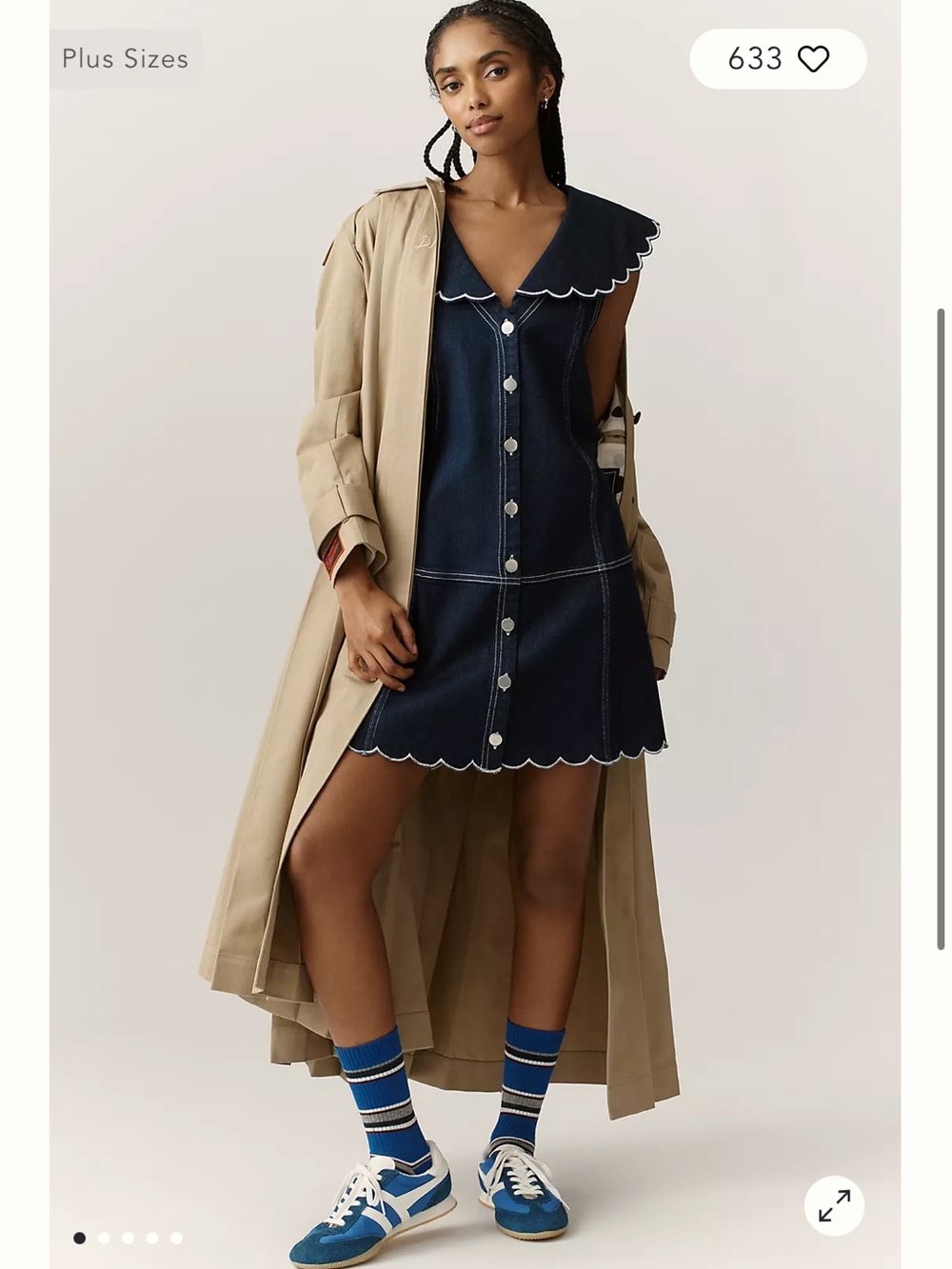 Anthropologie Pilcro Scalloped Denim Buttondown Love Dress Large NWT Nautical - Picture 6 of 15